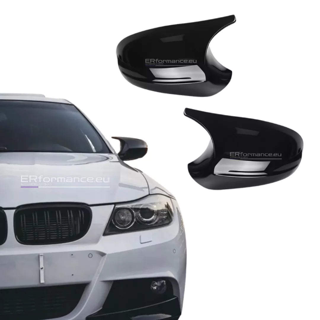 BMW E9X E8X veidrodėlių dangteliai LCI, blizgūs juodi