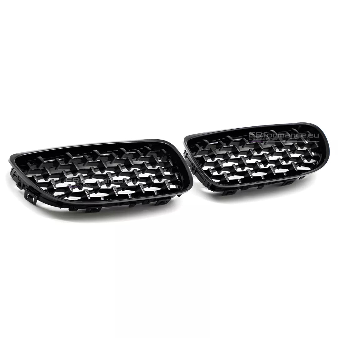 BMW E90 E91 LCI DIAMOND (09-13) grotelės, blizgios juodos