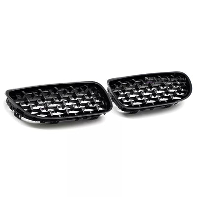 BMW E90 E91 LCI DIAMOND (09-13) grotelės, blizgios juodos