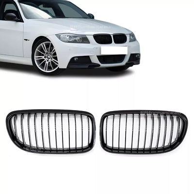 BMW E90 E91 LCI viengubos grotelės (09-13), blizgios juodos