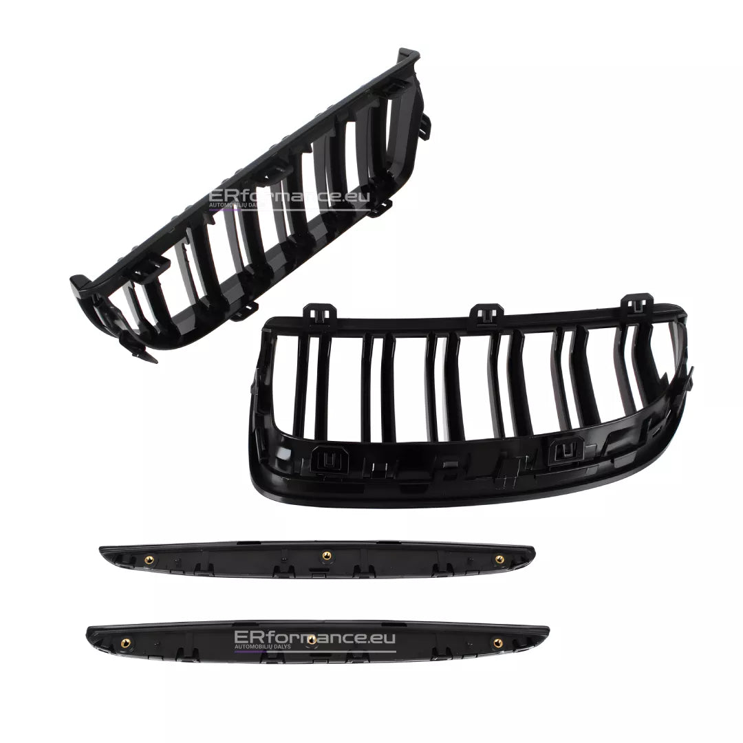 BMW E90 E91 dvigubos grotelės PRE LCI (05-08), blizgios juodos
