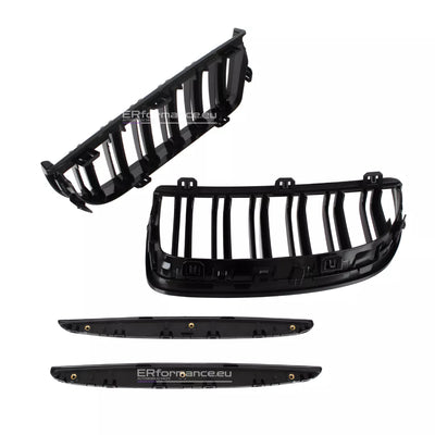 BMW E90 E91 dvigubos grotelės PRE LCI (05-08), blizgios juodos