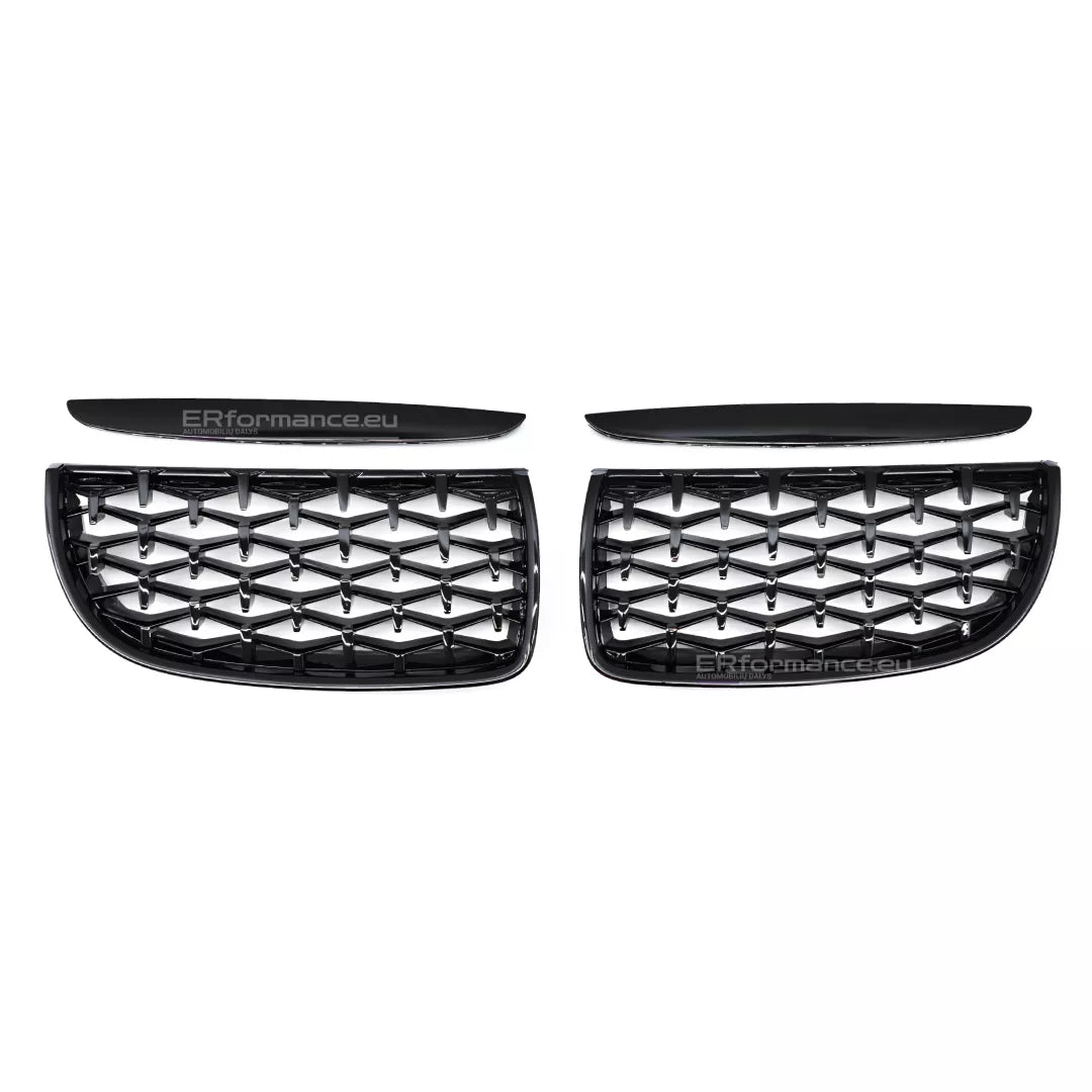 BMW E90 E91 PRE LCI DIAMOND grotelės 05-08, blizgios juodos