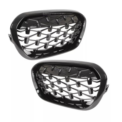 BMW F20 F21 diamond grotelės LCI (15-19), blizgios juodos