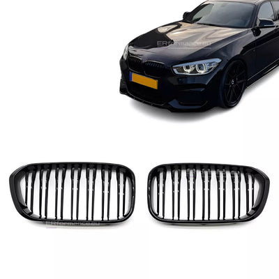 BMW F20 F21 dvigubos grotelės LCI (15-19), blizgios juodos