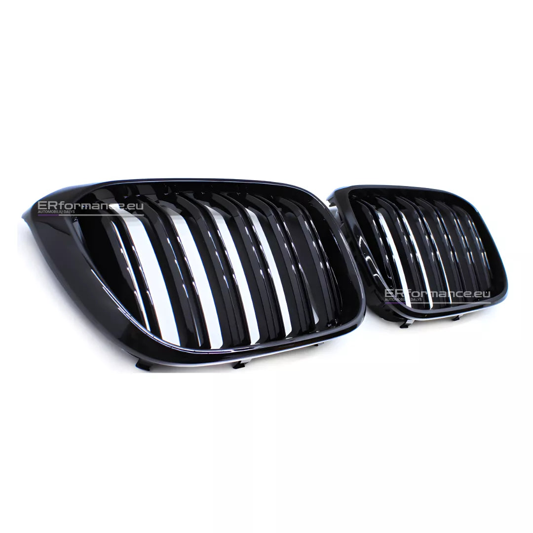 BMW G01 G02 dvigubos grotelės PRE LCI, blizgios juodos