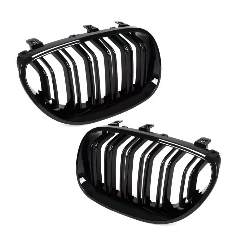BMW E60 E61 dvigubos grotelės (03-10), blizgios juodos