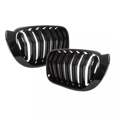 BMW F25 F26 X3 X4 dvigubos grotelės LCI, blizgios juodos