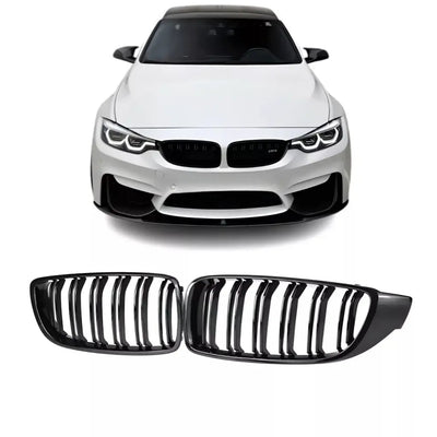 BMW F32 F33 F36 dvigubos grotelės, blizgios juodos