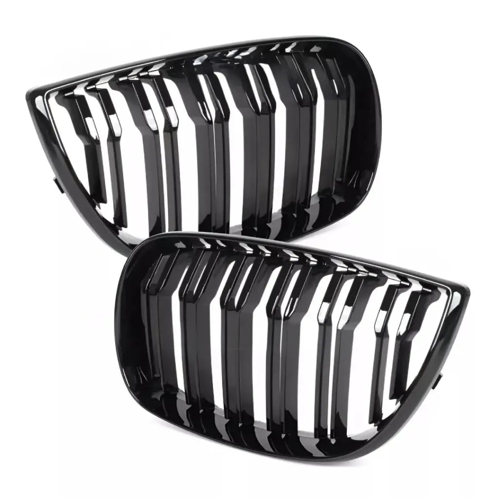 BMW E87 E88 E81 E82 dvigubos grotelės PRE LCI (04-07), blizgios juodos