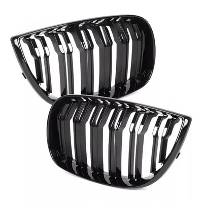BMW E87 E88 E81 E82 dvigubos grotelės PRE LCI (04-07), blizgios juodos