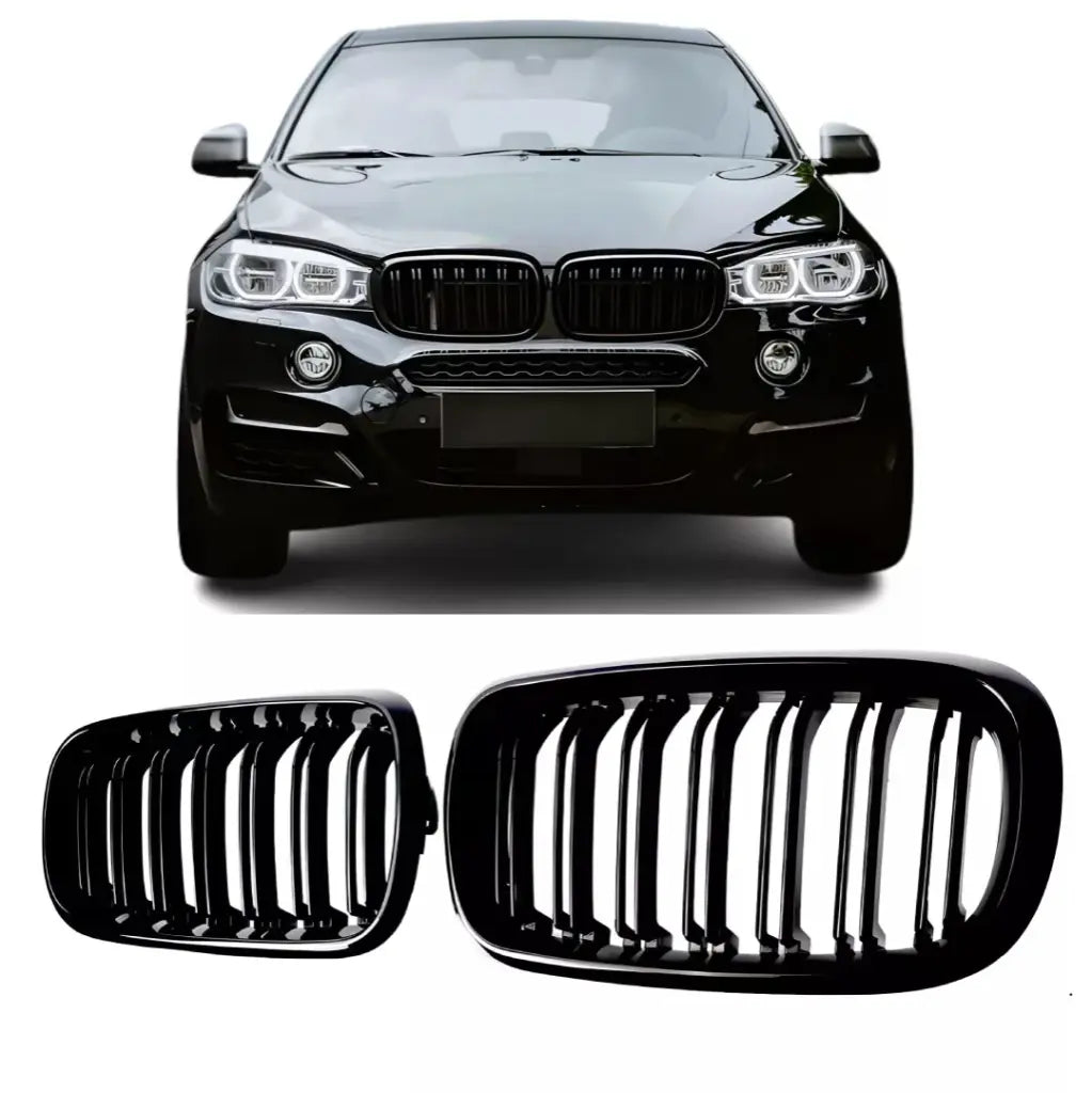 BMW F15 F16 dvigubos grotelės (14-19), blizgios juodos