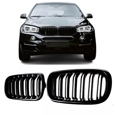 BMW F15 F16 dvigubos grotelės (14-19), blizgios juodos
