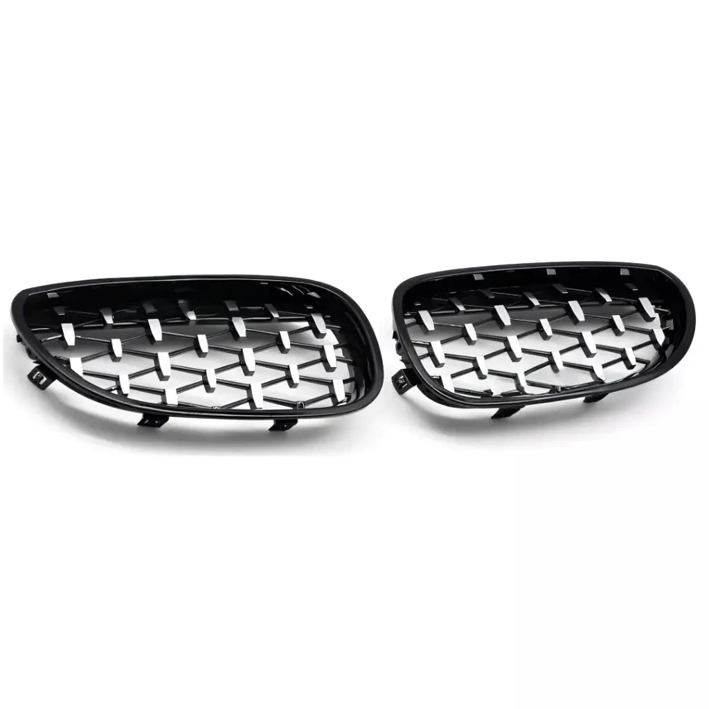 BMW E60 E61 diamond grotelės (03-10), juodos/chrominės
