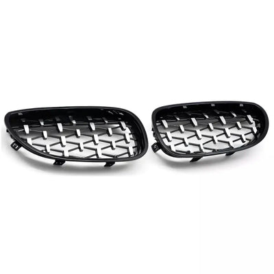 BMW E60 E61 diamond grotelės (03-10), juodos/chrominės