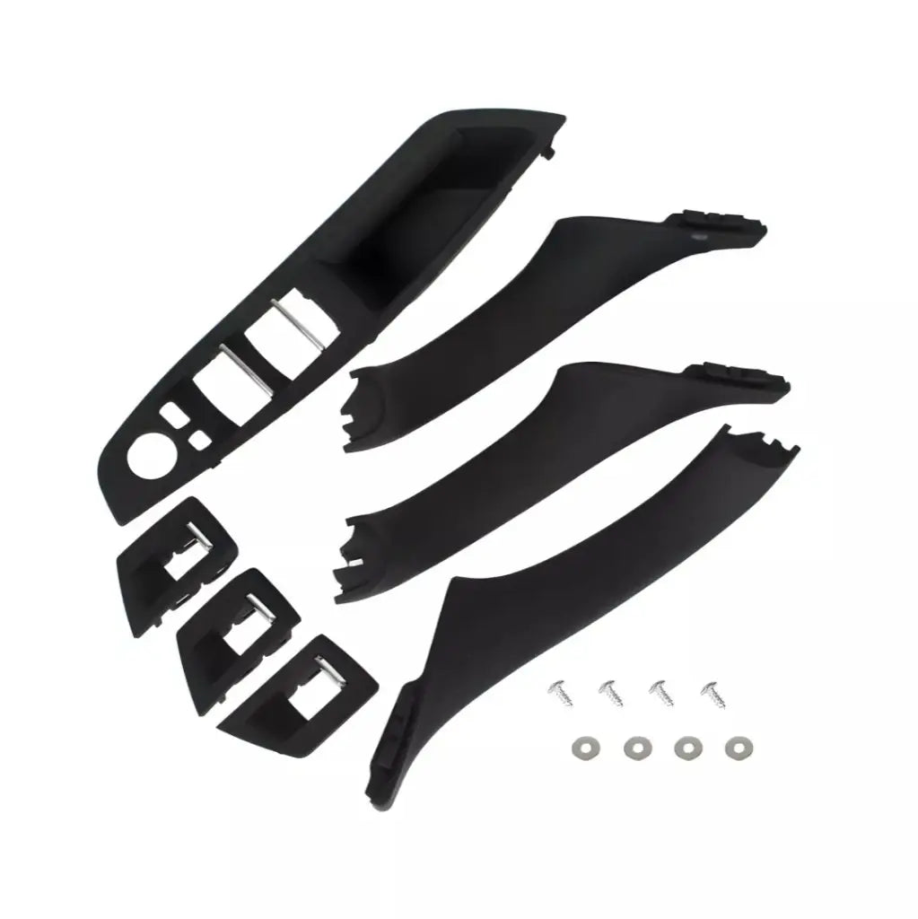 BMW F10 F11 salono rankenų komplektas juodas, su užlenkimu