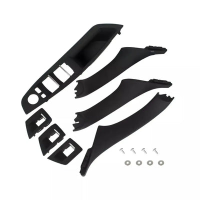 BMW F10 F11 salono rankenų komplektas juodas, su užlenkimu