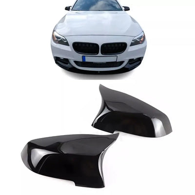 BMW F10 F11 veidrodėlių dangteliai LCI, blizgūs juodi