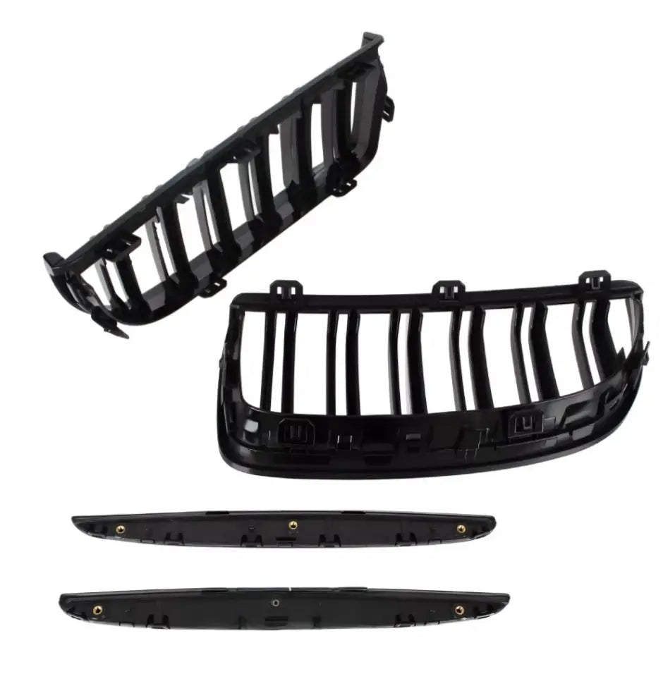 BMW E90 E91 dvigubos grotelės PRE LCI (05-08), blizgios juodos