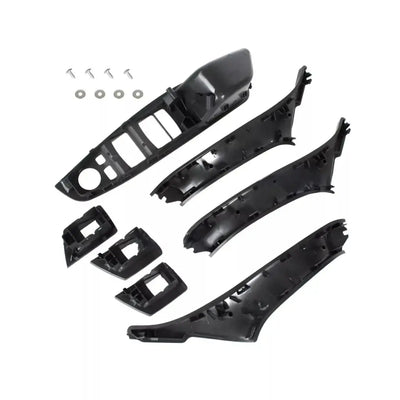 BMW F10 F11 salono rankenų komplektas juodas, su užlenkimu