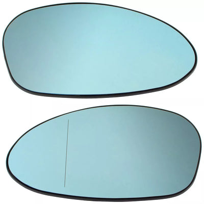 BMW 1 E81 / E82 / E87 / E88 04-13 Šildomi mėlyni veidrodėlio įdėklai (kairė + dešinė), 2 vnt. komplektas