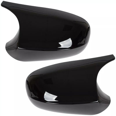 BMW 1 E81 E82 E87 E88 10-15 veidrodėlio dangteliai, juodi, blizgūs, kairė ir dešinė, 2 vnt. komplektas