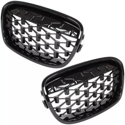 BMW 1 F20 F21 11-14 grotelių tarp žibintų kairė ir dešinė komplektas FULL BLACK STAR