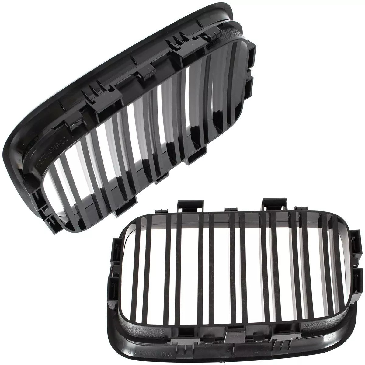 BMW 3 E36 91-96 grotelių tarp žibintų kairė ir dešinė komplektas JUODAS BLIZGIUS DVIGUBAS JUOSTELIS