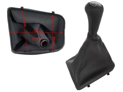 BMW 3 E46 98-05 JUODA EKO ODINĖ pavarų perjungimo svirtis + gaubtas su rėmu, 5 GREIČIAI