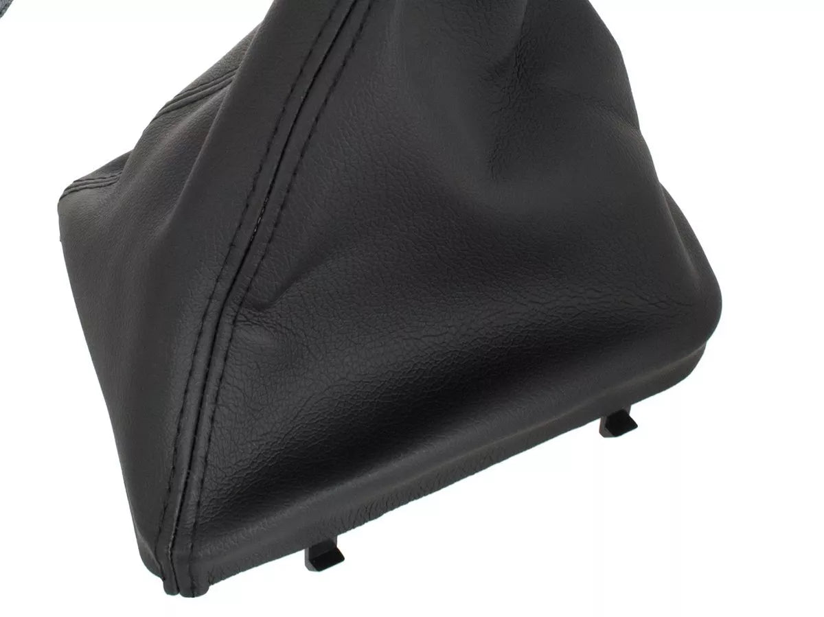 BMW 3 E46 98-05 JUODA EKO ODINĖ pavarų perjungimo svirtis + gaubtas su rėmu, 6 pavarų