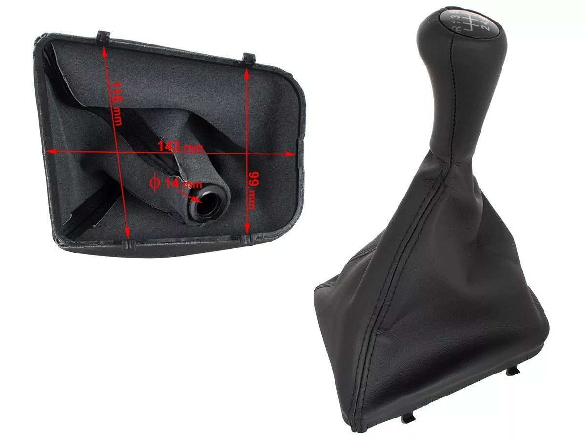 BMW 3 E46 98-05 JUODA EKO ODINĖ pavarų perjungimo svirtis + gaubtas su rėmu, 6 pavarų