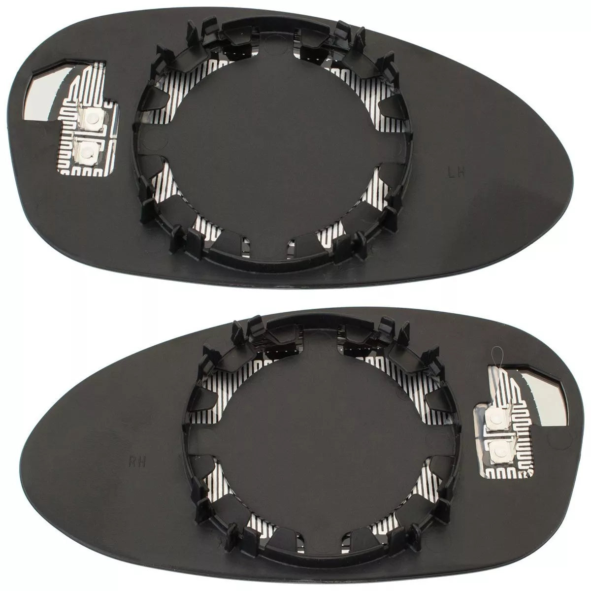 BMW 3 E46 Coupe / Cabrio 99-06 Šildomi mėlyni veidrodėlio įdėklai (kairė + dešinė), 2 vnt. komplektas