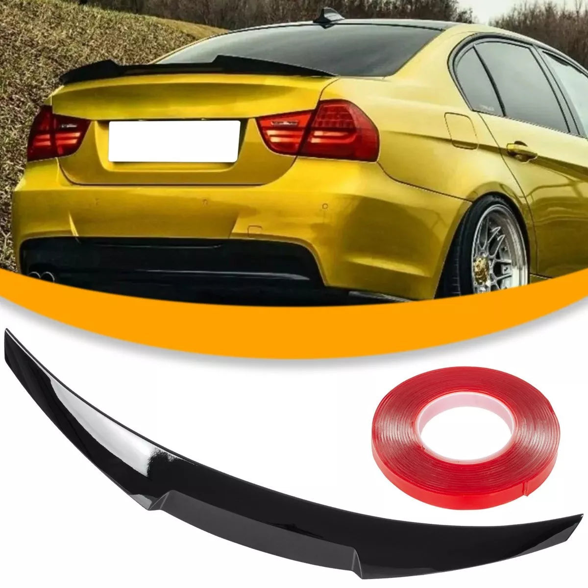 BMW 3 E90 04-11 galinis stogo spoileris - bagažinės dangčio eleronas BLIZGIUS JUODAS M3
