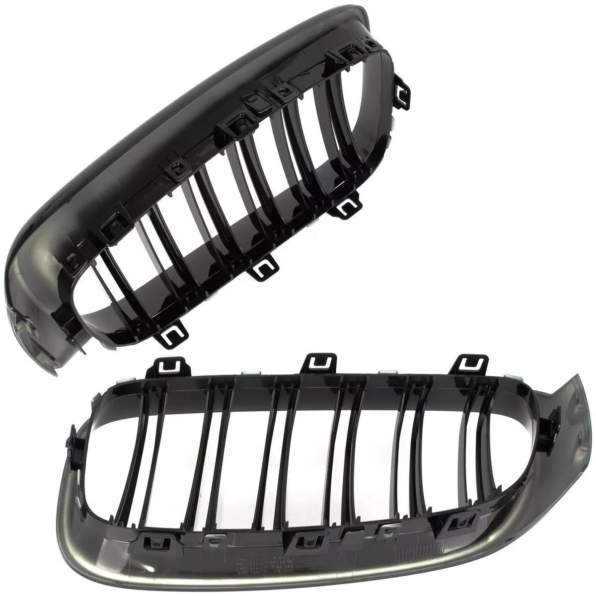 BMW 3 F34 GT 13-20 grotelių tarp žibintų kairė ir dešinė komplektas JUODAS BLIZGIUS DVIGUBAS JUOSTELIS