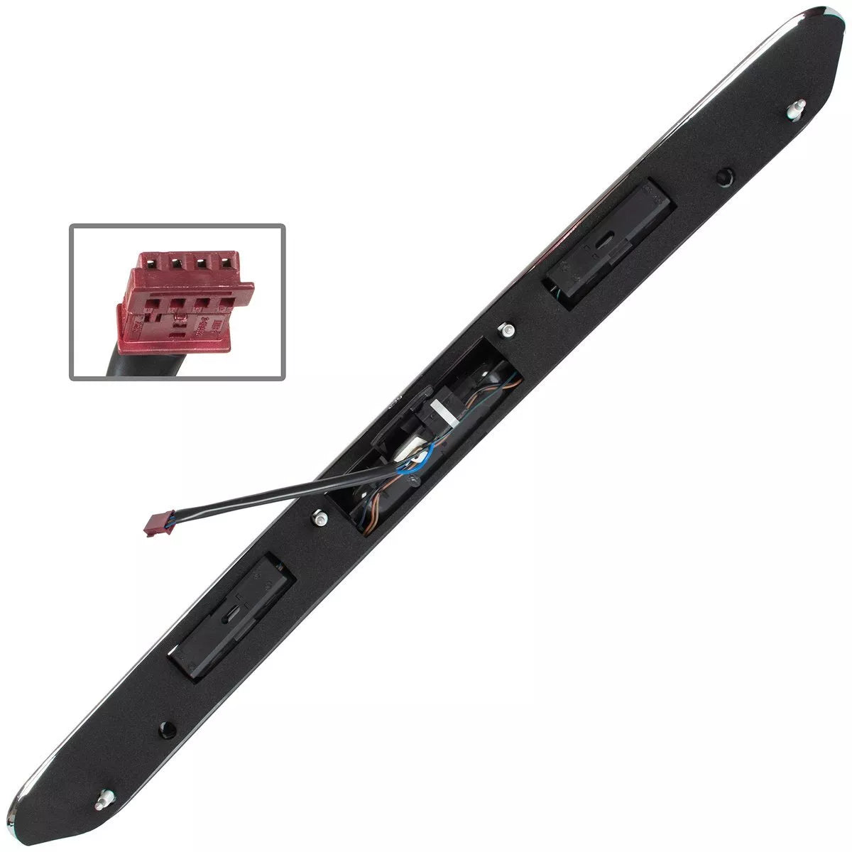 BMW 5 E39 97-04 KOMBI numerio ženklo apšvietimo dangtelis su bagažinės atidarymo mikrojungikliu, chromuotas