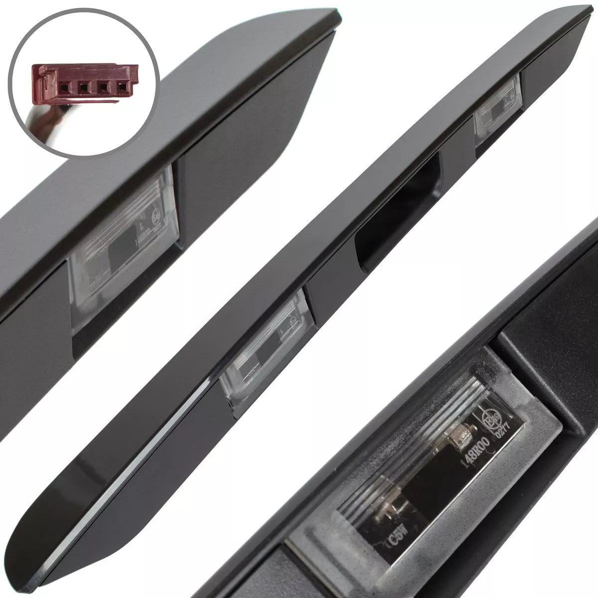 BMW 5 E39 97-04 KOMBI numerio ženklo apšvietimo dangtelis su bagažinės atidarymo mikrojungikliu, JUODAS