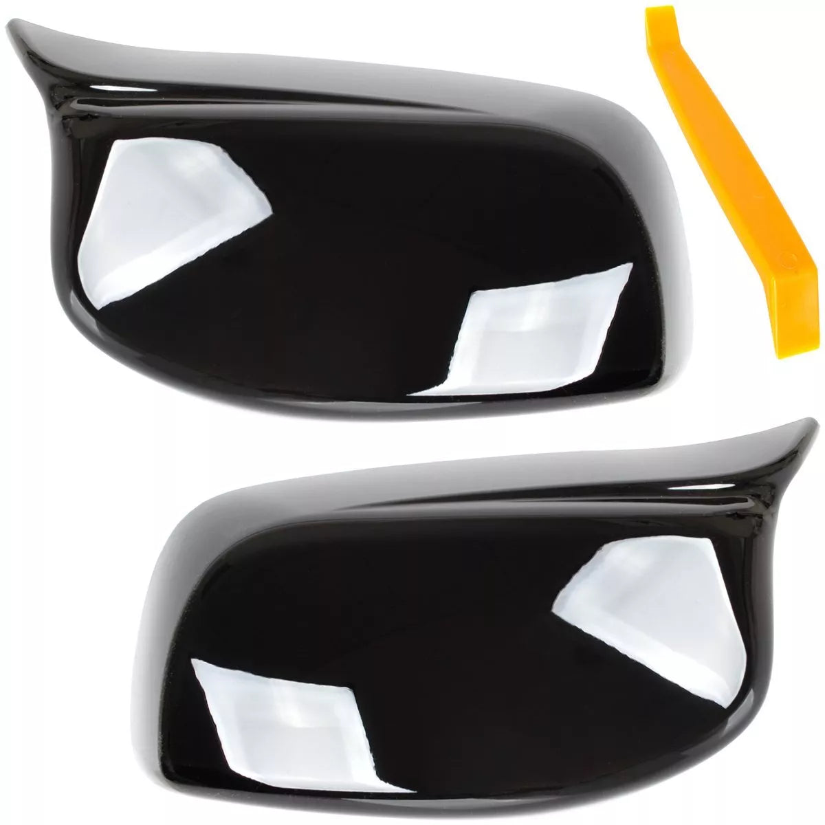 BMW 5 E60 E61 03-08 BLIZGIUS JUODAS VEIDRODĖLIO DANGTELIS (KAIRĖ + DIENA), 2 vnt. RINKINYS