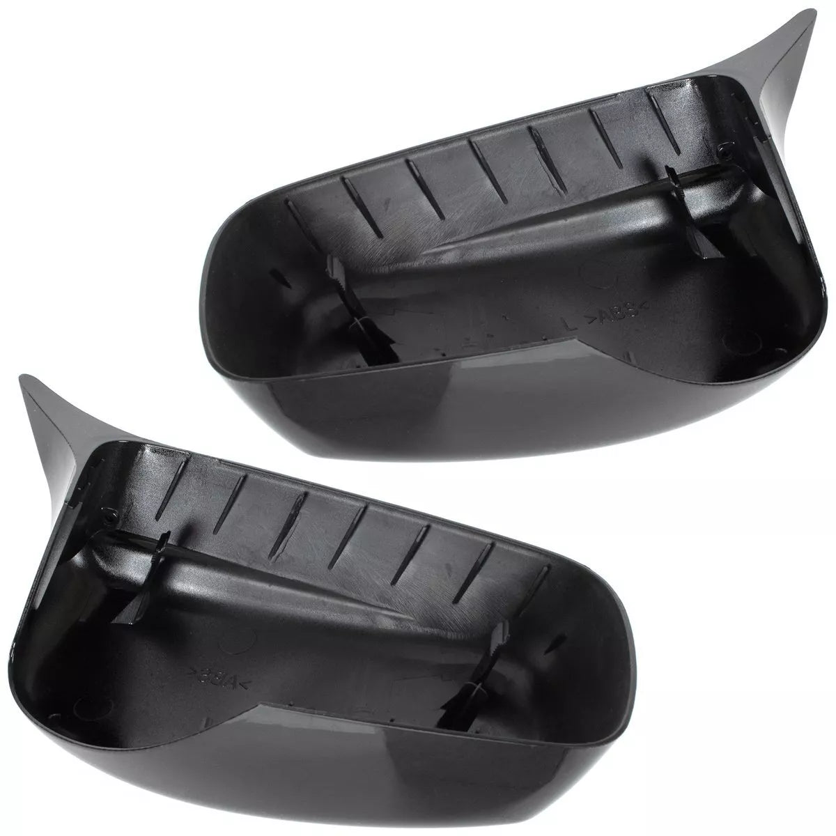 BMW 5 E60 E61 03-08 BLIZGIUS JUODAS VEIDRODĖLIO DANGTELIS (KAIRĖ + DIENA), 2 vnt. RINKINYS