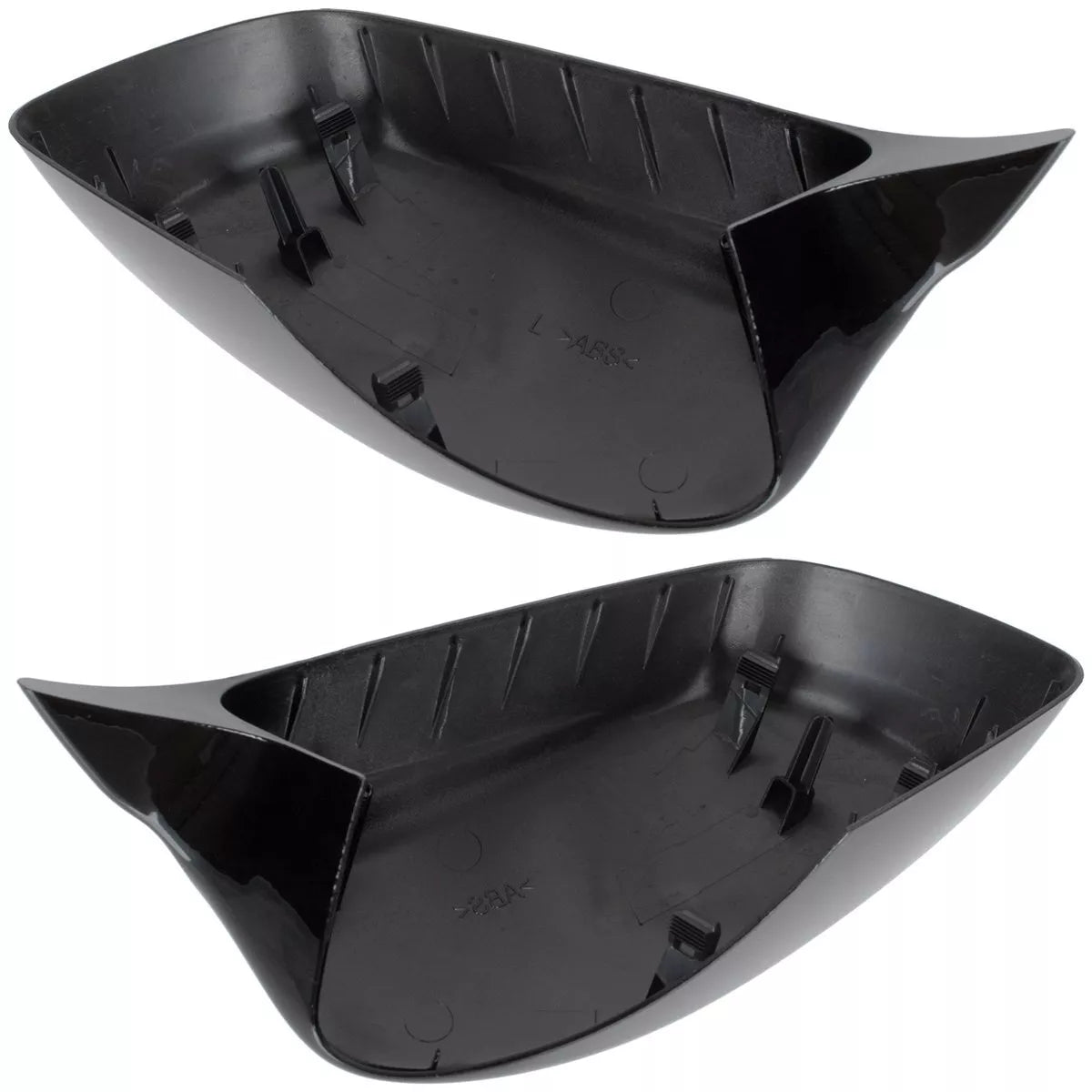 BMW 5 E60 E61 03-08 BLIZGIUS JUODAS VEIDRODĖLIO DANGTELIS (KAIRĖ + DIENA), 2 vnt. RINKINYS