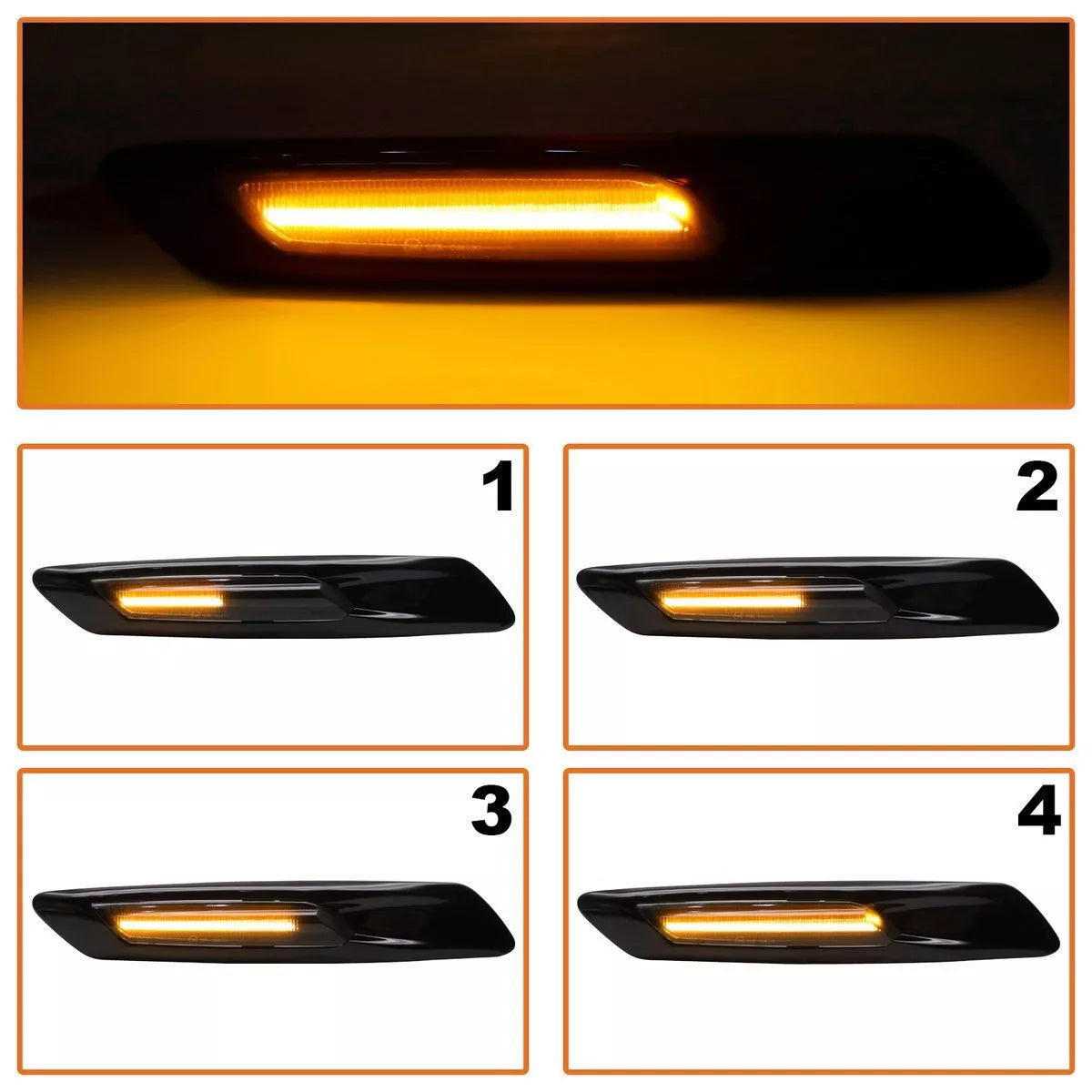 BMW 5 E60 E61 03-10 LED šoninių posūkių žibintų rinkinys SMOKED DYNAMIC, 2 vnt.