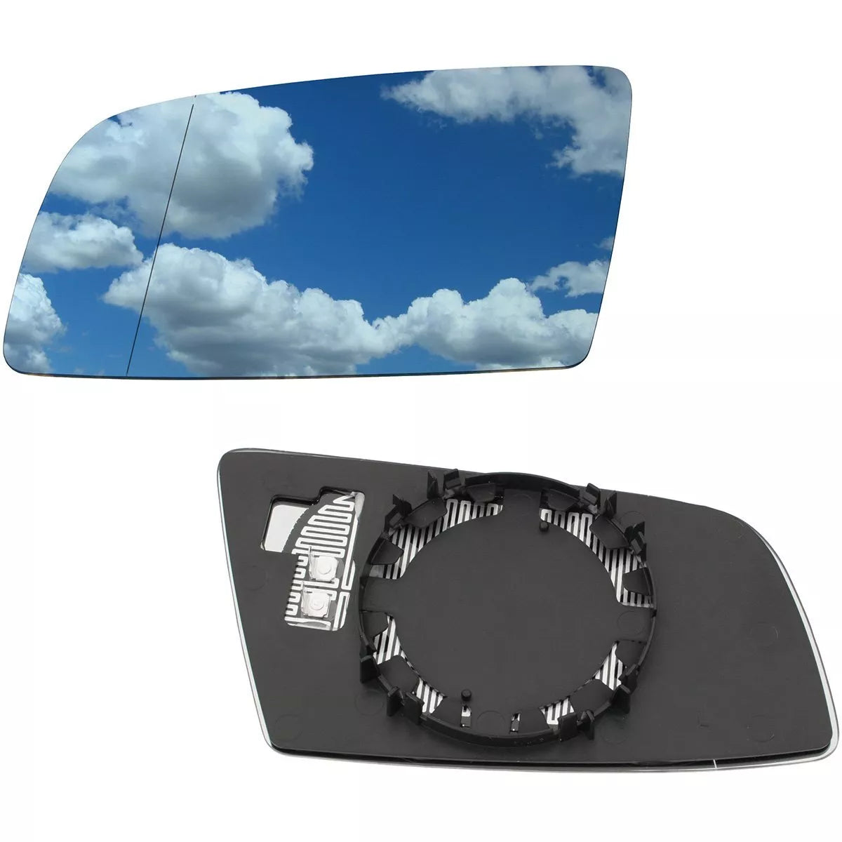 BMW 5 E60 / E61 03-10 veidrodėlio įdėklas šildomas mėlynas kairysis