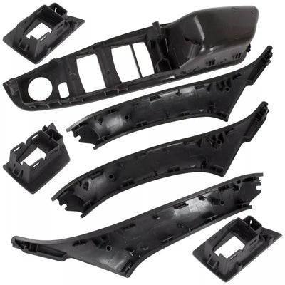 BMW 5 F10 F11 09-17 vidinių durų rankenėlių komplektas priekyje ir gale, 7 vnt. JUODAS - 1 skylė