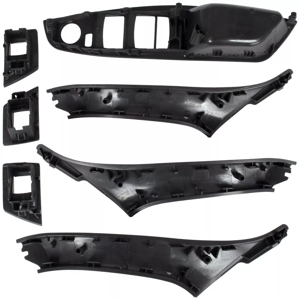 BMW 5 F10 F11 09-17 vidinių durų rankenėlių komplektas priekyje ir gale, 7 vnt. JUODAS - 1 skylė