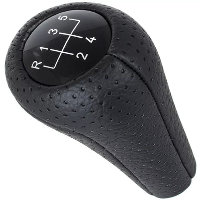 BMW E34 E36 E38 E39 E46 E60 E61 E87 E90 X3 X5 Pavarų perjungimo svirtis JUODA PERFORUOTA ODINĖ 5 GREIČIŲ