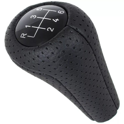 BMW E34 E36 E38 E39 E46 E60 E61 E87 E90 X3 X5 Pavarų perjungimo svirtis JUODA PERFORUOTA ODINĖ 6 GREIČIŲ