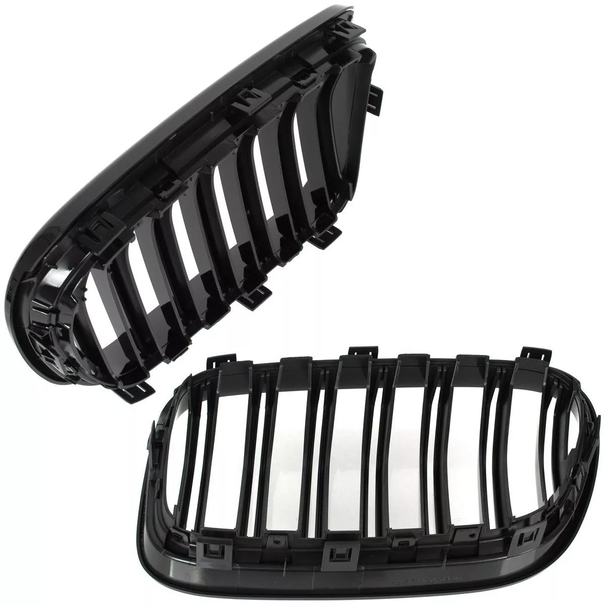 BMW X3 F25 11-14 grotelių tarp žibintų kairė ir dešinė komplektas JUODAS BLIZGIUS DVIGUBAS JUOSTELIS