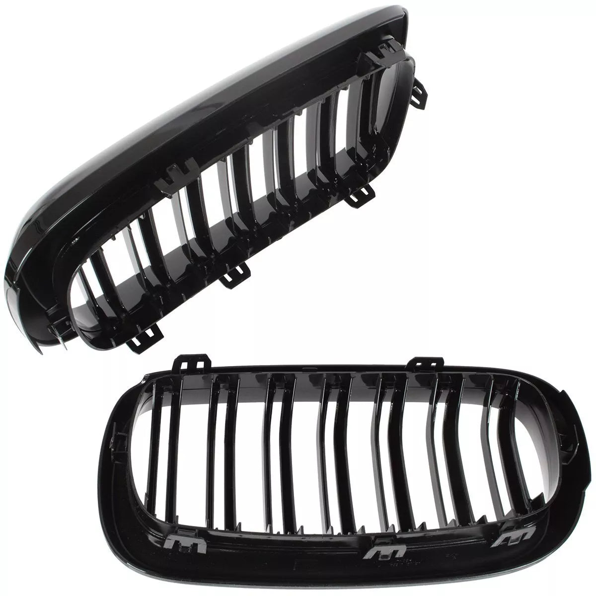 BMW X5 F15 13-18 grotelių tarp žibintų komplektas kairėje ir dešinėje juodos blizgios dvigubos juostos
